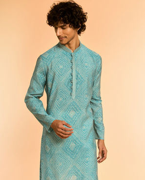 Diwas Men Turquoise Blue Festive Kurta