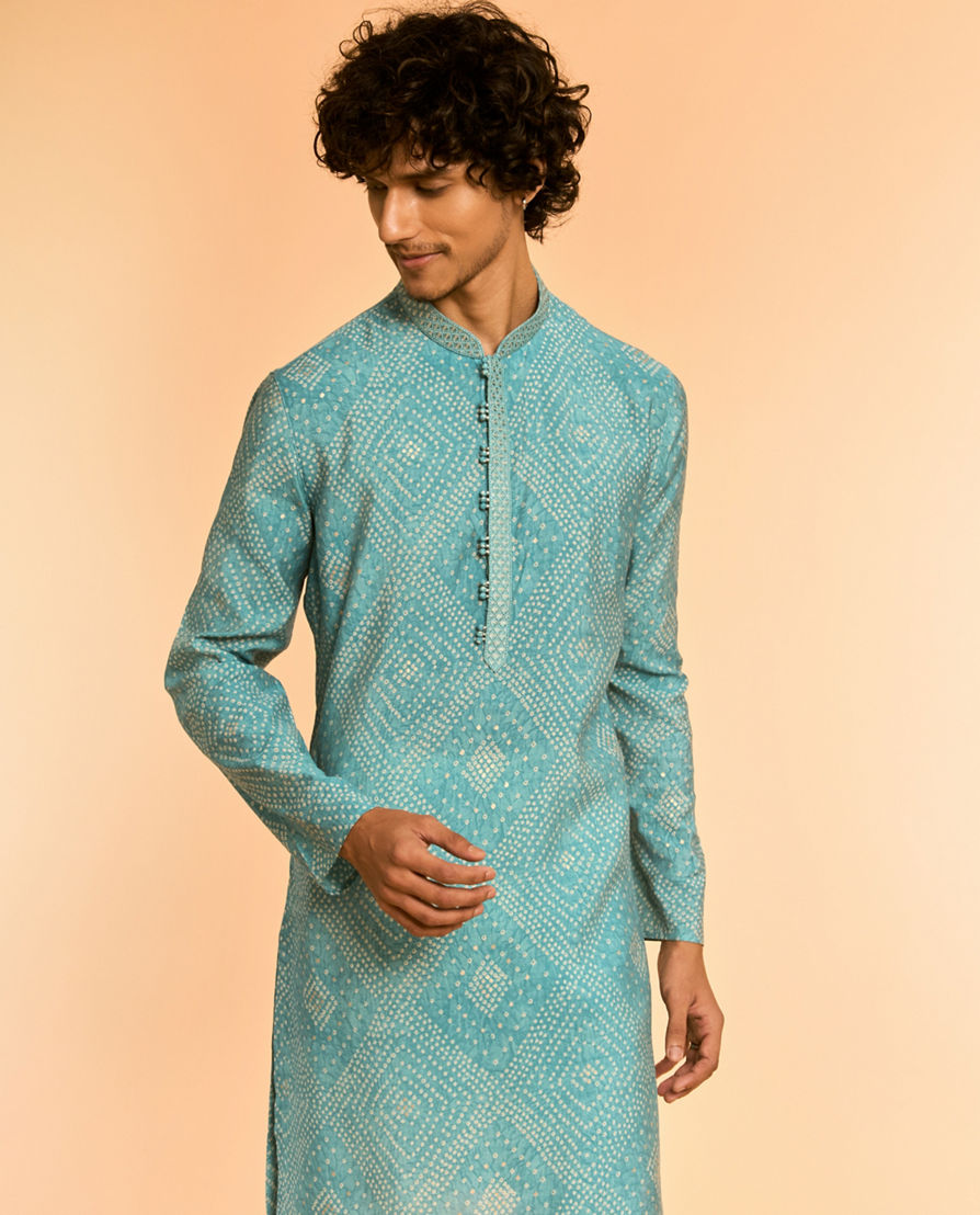 Diwas Men Turquoise Blue Festive Kurta