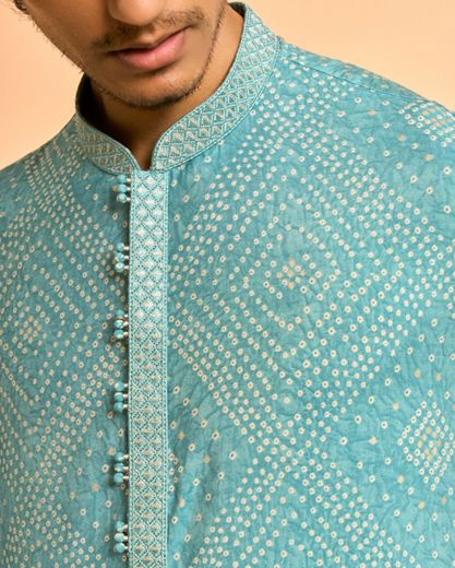Diwas Men Turquoise Blue Festive Kurta