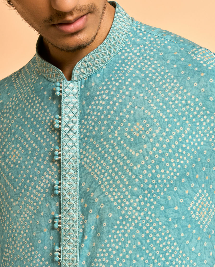 Diwas Men Turquoise Blue Festive Kurta