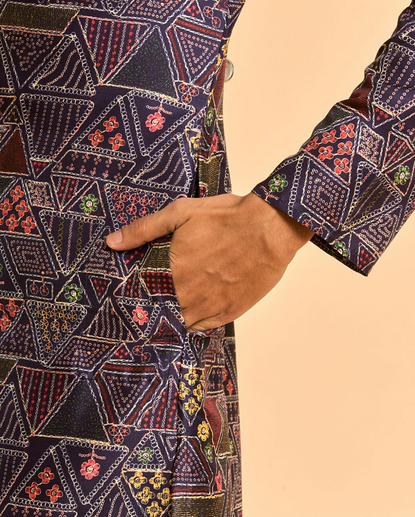 Diwas Men Elegant Dark Blue Kurta