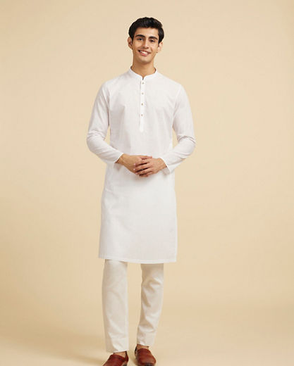 Diwas Men Exquisite White Cotton Kurta
