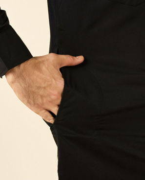 Diwas Men Black Blended Cotton Pathani Kurta