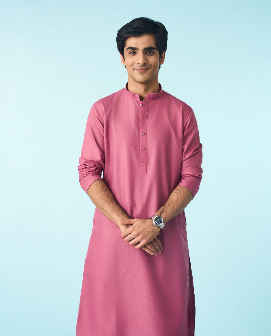 Diwas Men Dusty Pink Royal Splendour Kurta Pajama