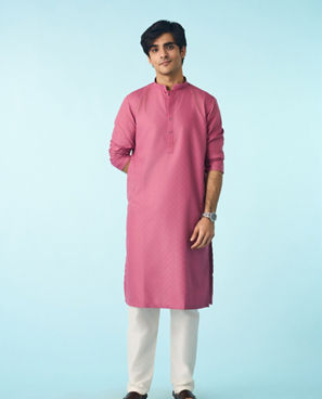 Diwas Men Dusty Pink Royal Splendour Kurta Pajama