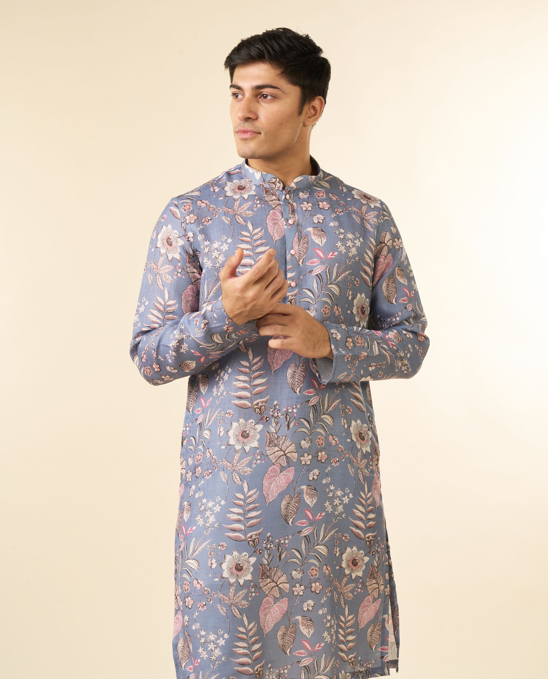 Diwas Men Elegant Light Grey Kurta