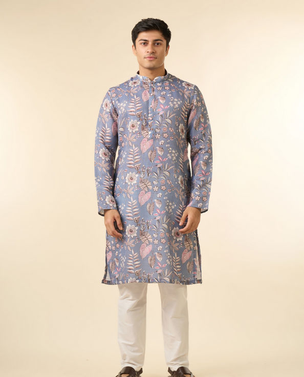 Diwas Men Elegant Light Grey Kurta