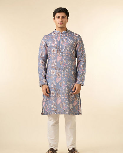 Diwas Men Elegant Light Grey Kurta