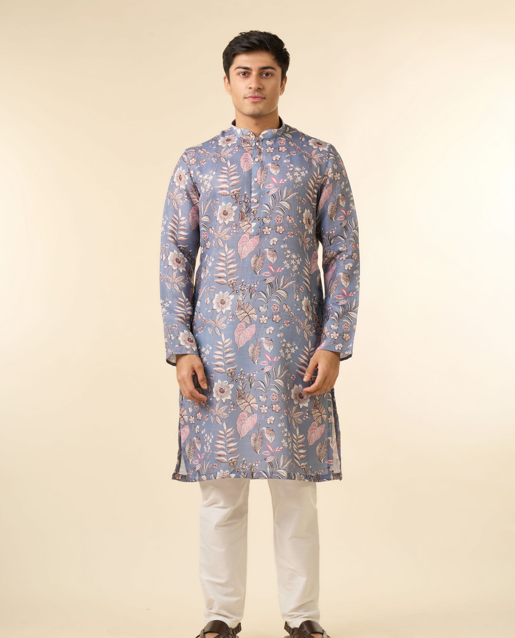 Diwas Men Elegant Light Grey Kurta