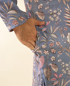 Diwas Men Elegant Light Grey Kurta