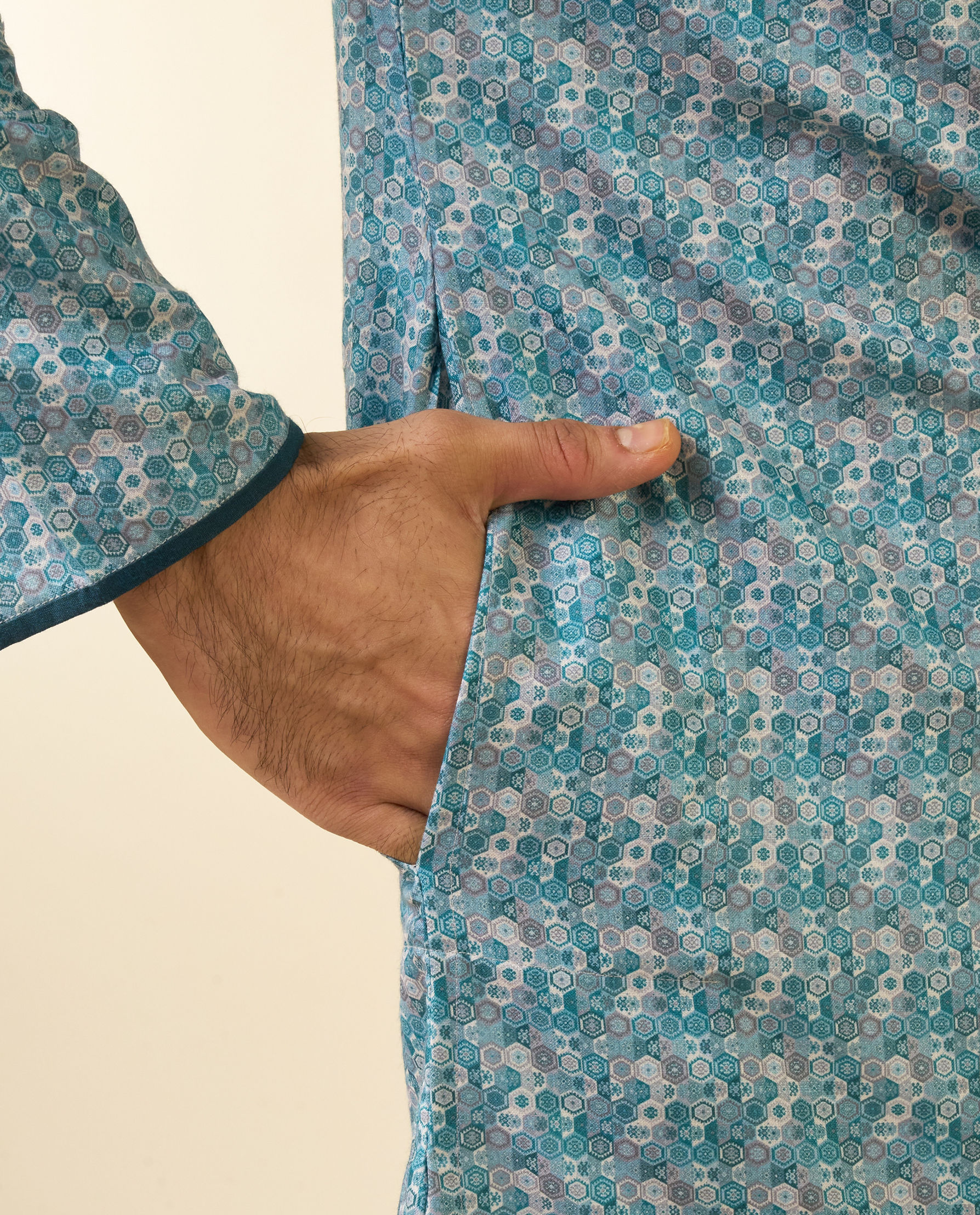 Diwas Men Vibrant Aqua Green Cotton Kurta