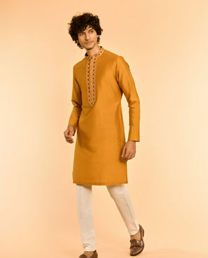 Diwas Men Vibrant Mustard Kurta