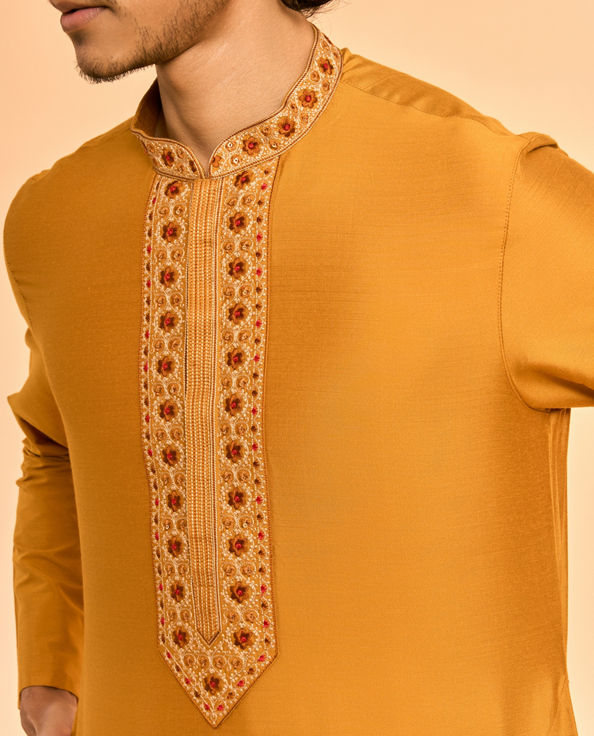 Diwas Men Vibrant Mustard Kurta