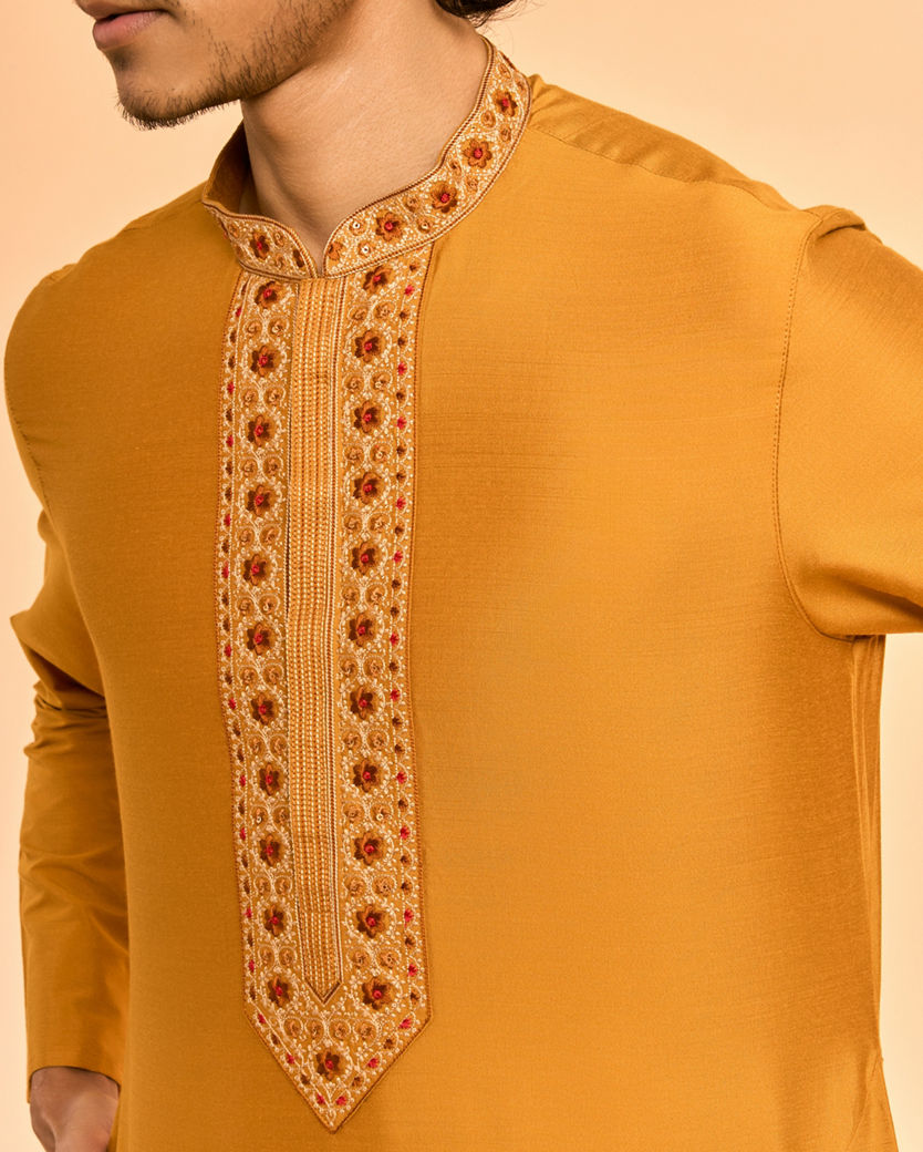 Diwas Men Vibrant Mustard Kurta