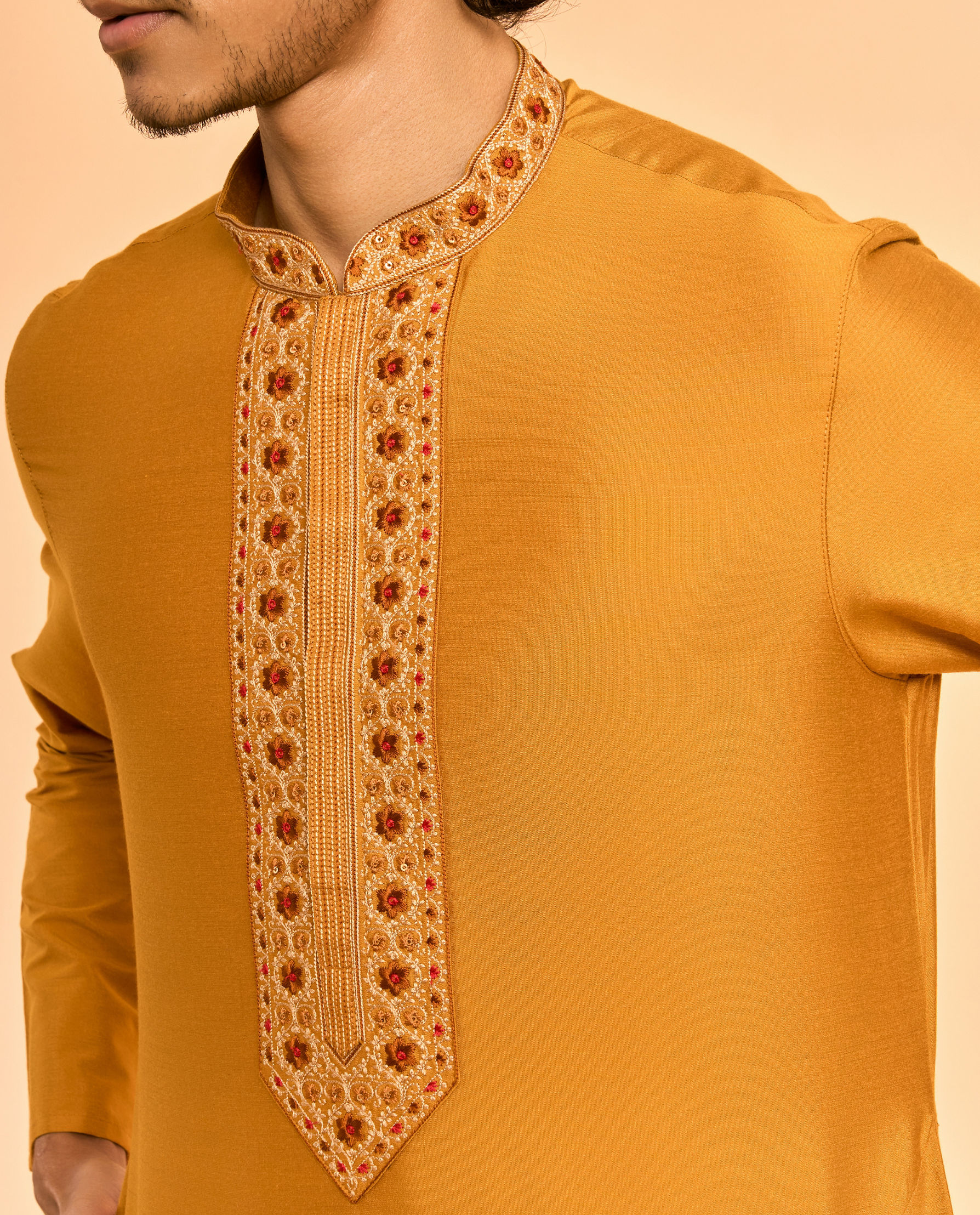 Diwas Men Vibrant Mustard Kurta