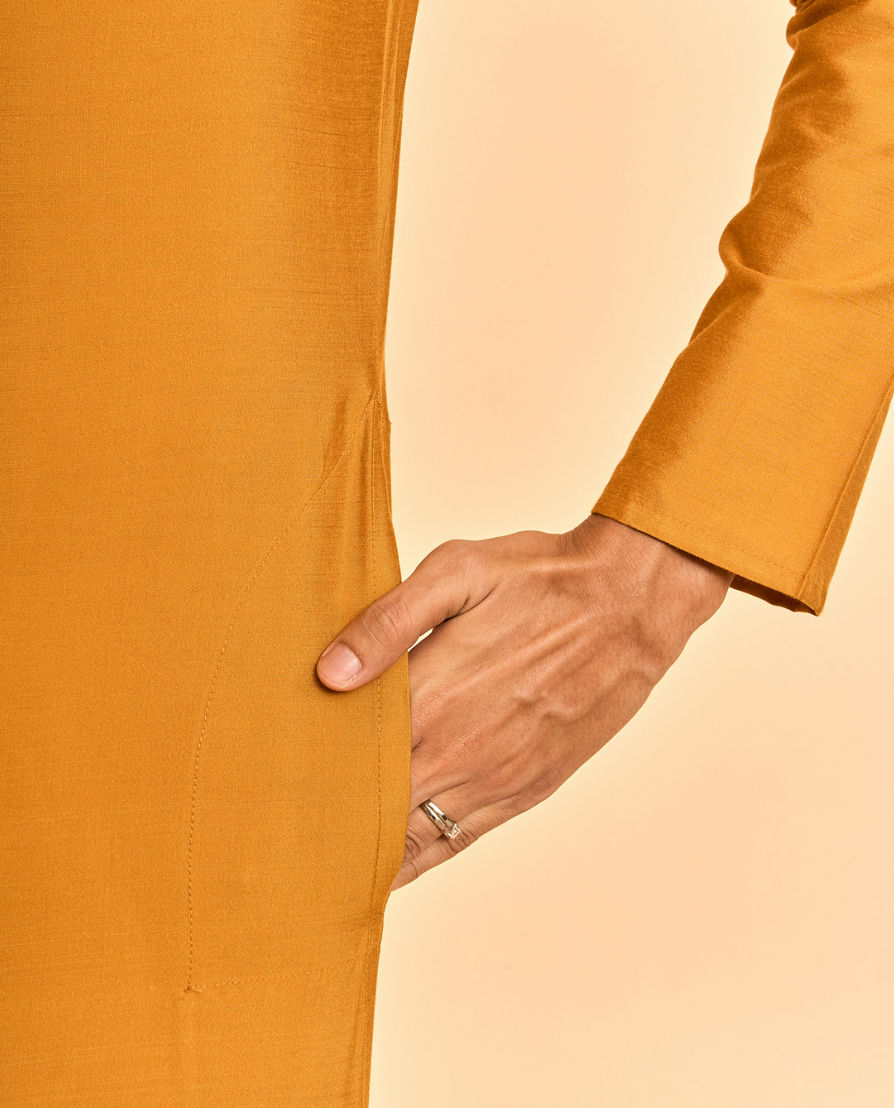 Diwas Men Vibrant Mustard Kurta