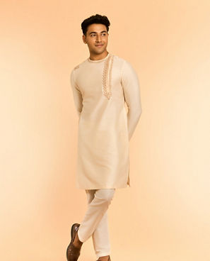 Diwas Men Viscose Blend Creamy Elegance Kurta