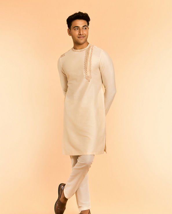 Diwas Men Viscose Blend Creamy Elegance Kurta