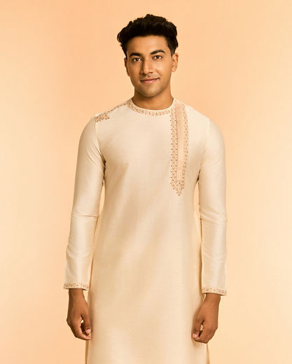 Diwas Men Viscose Blend Creamy Elegance Kurta