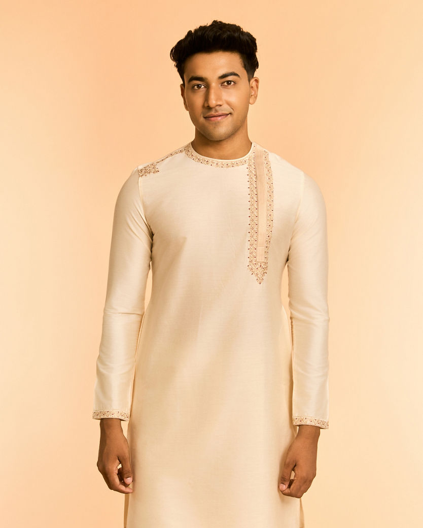 Diwas Men Viscose Blend Creamy Elegance Kurta