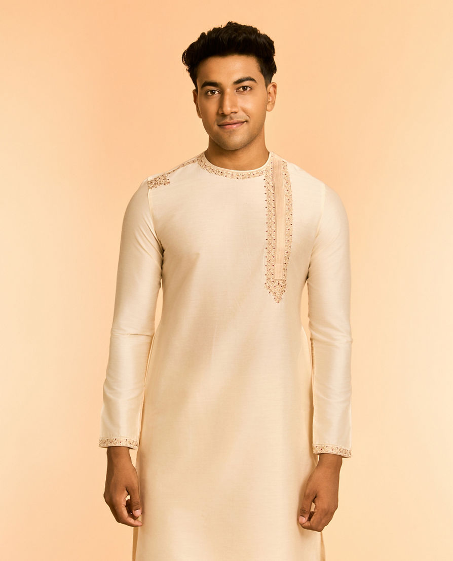Diwas Men Viscose Blend Creamy Elegance Kurta