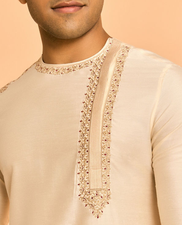 Diwas Men Viscose Blend Creamy Elegance Kurta