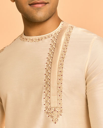 Diwas Men Viscose Blend Creamy Elegance Kurta