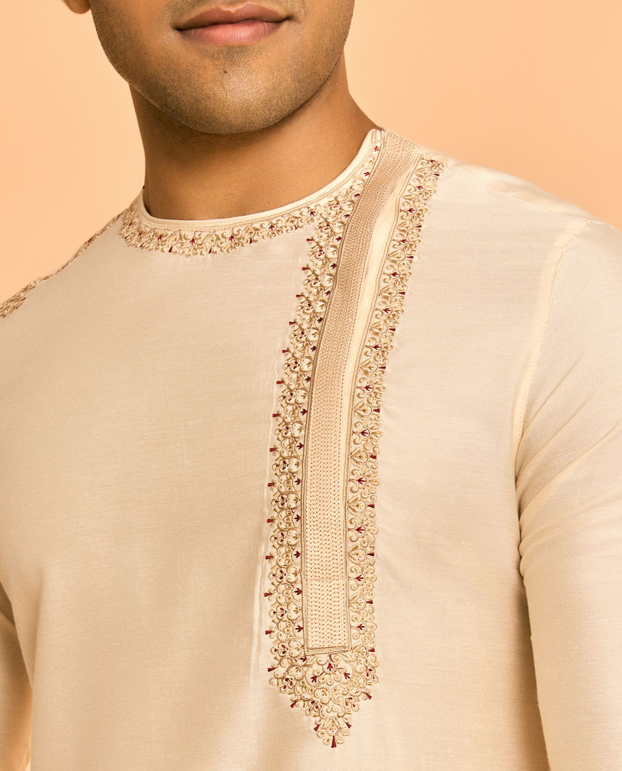Diwas Men Viscose Blend Creamy Elegance Kurta