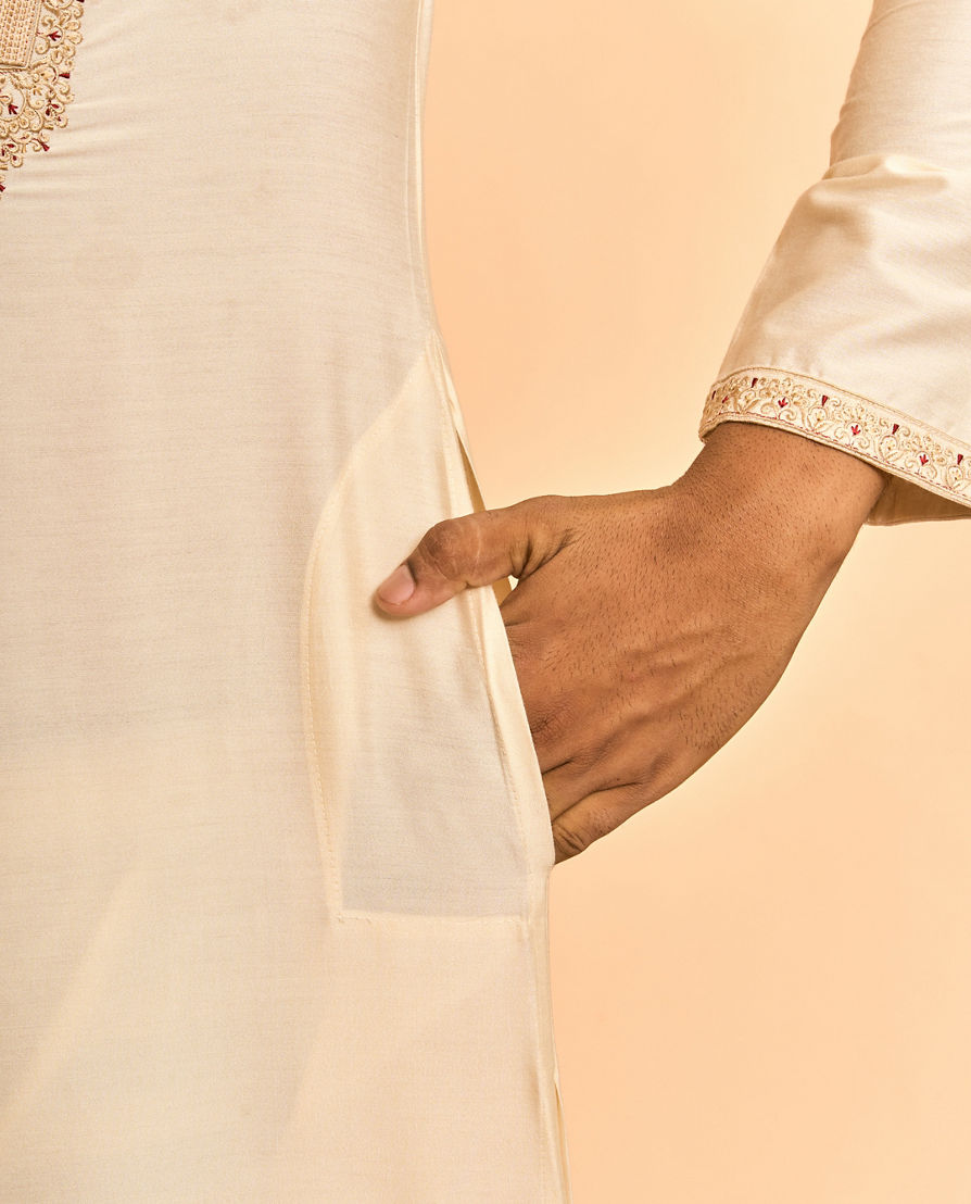 Diwas Men Viscose Blend Creamy Elegance Kurta