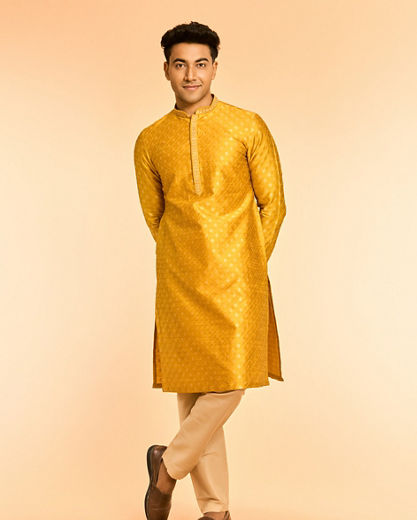 Diwas Men Mustard Mellow Kurta