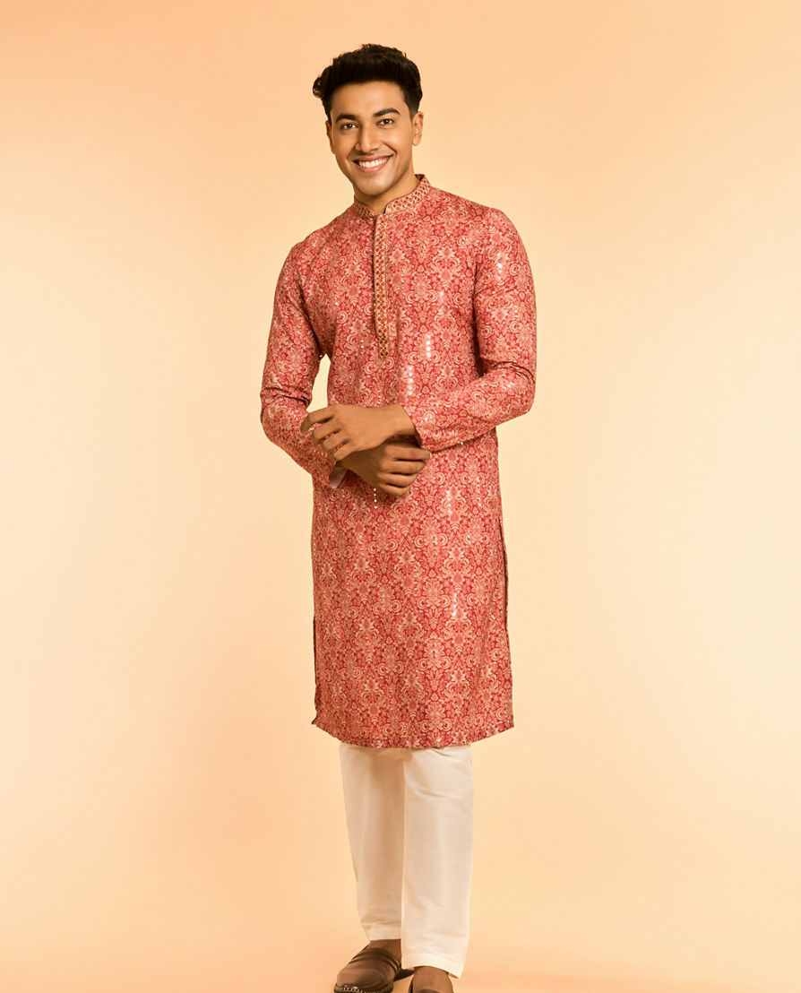 Diwas Men Lustrous Red Kurta