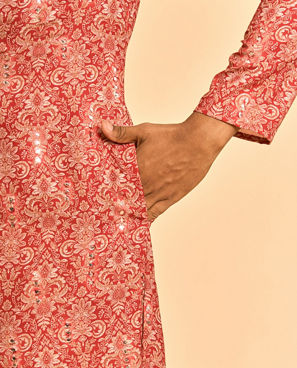 Diwas Men Lustrous Red Kurta