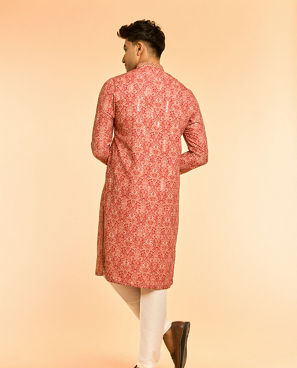 Diwas Men Lustrous Red Kurta