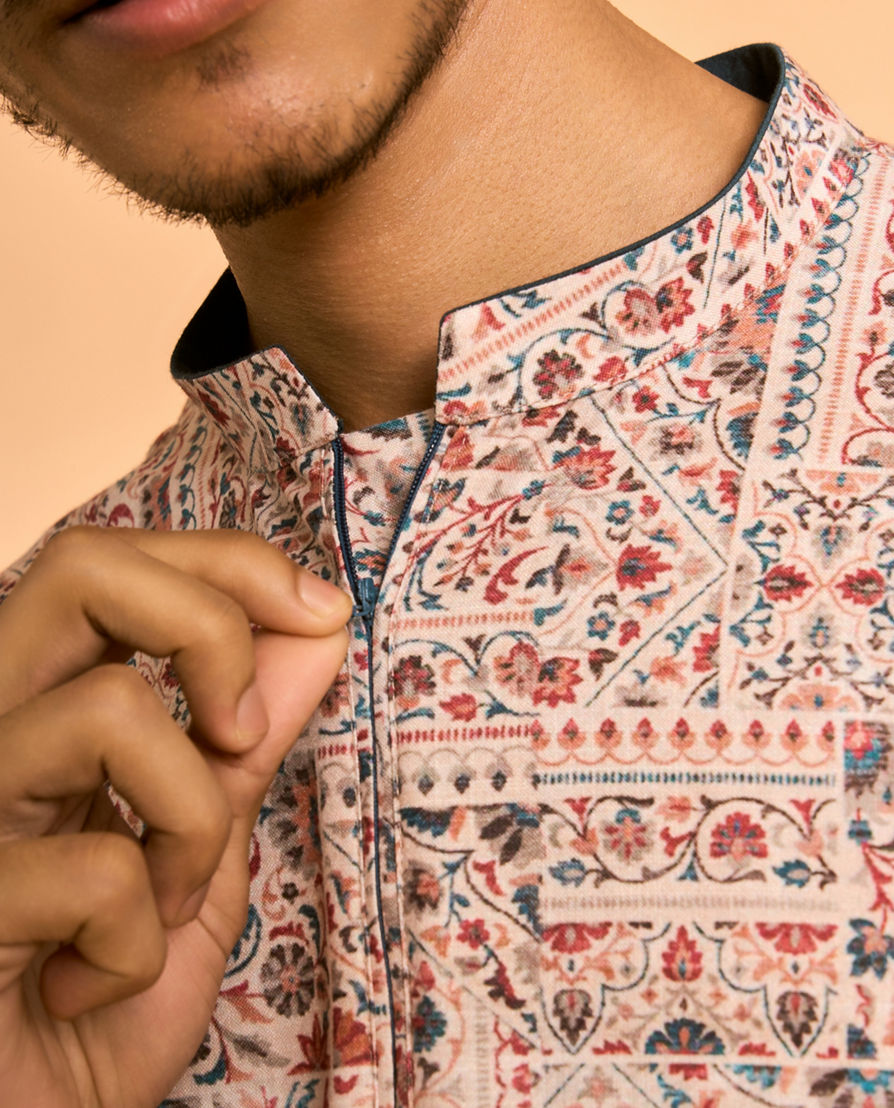 Diwas Men Elegant Beige Cotton Kurta