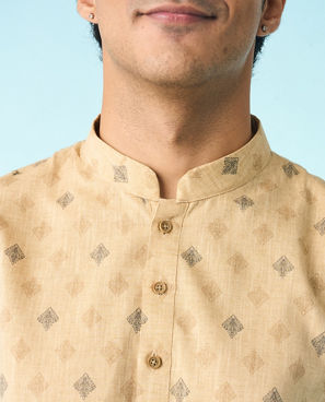 Diwas Men Refined Beige Splendor Kurta Pajama
