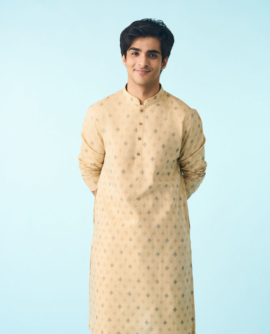 Diwas Men Refined Beige Splendor Kurta Pajama