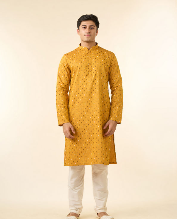 Diwas Men Diwas Mustard Cotton Kurta