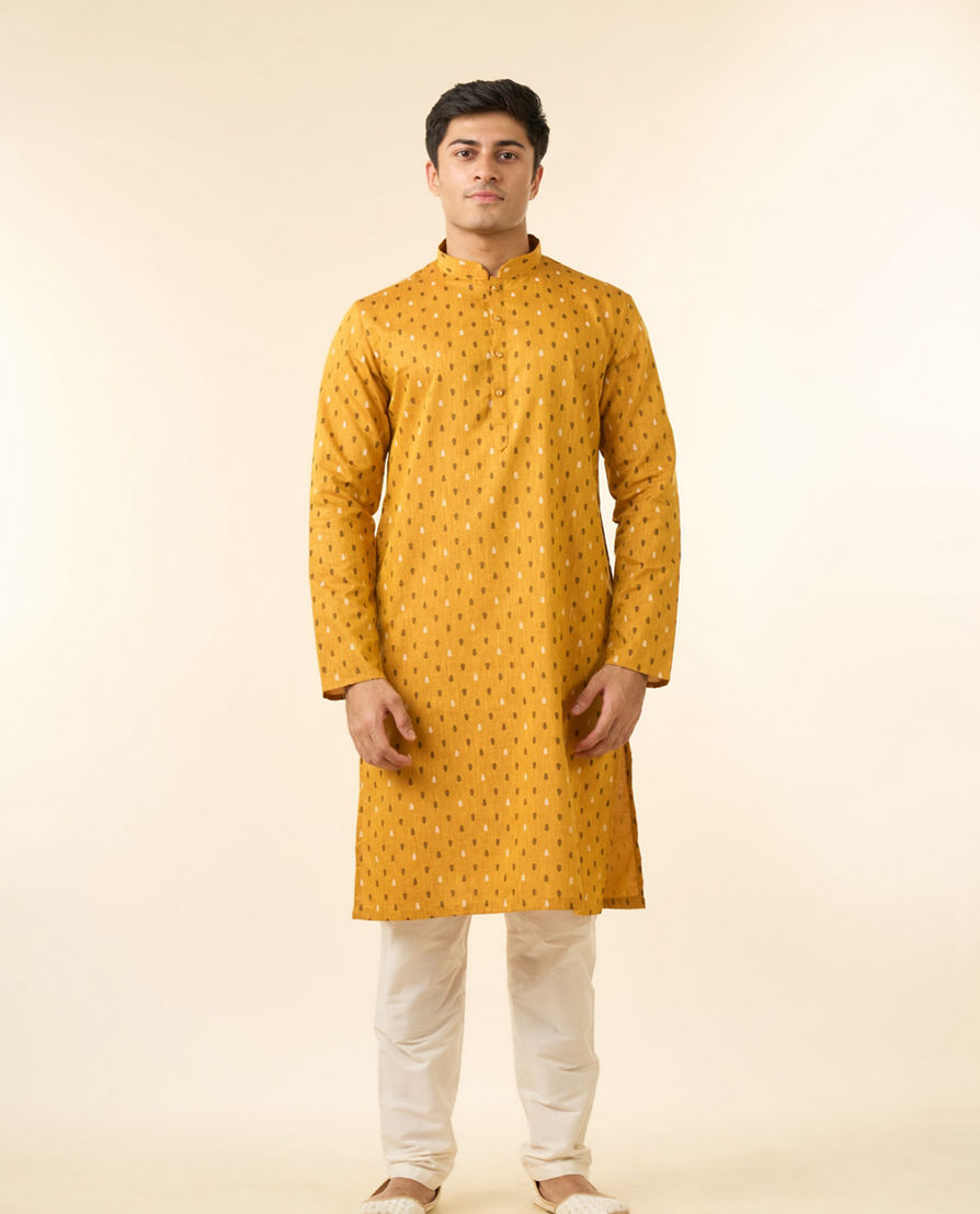 Diwas Men Diwas Mustard Cotton Kurta