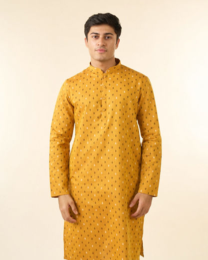 Diwas Men Diwas Mustard Cotton Kurta