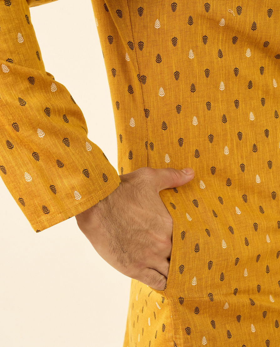 Diwas Men Diwas Mustard Cotton Kurta