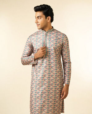 Diwas Men Teal Green Festive Kurta