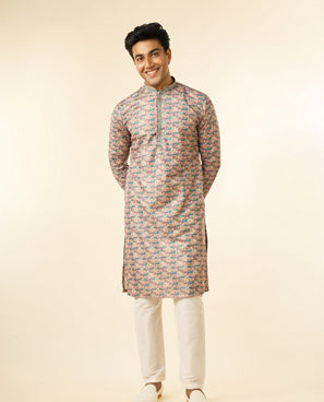 Diwas Men Teal Green Festive Kurta