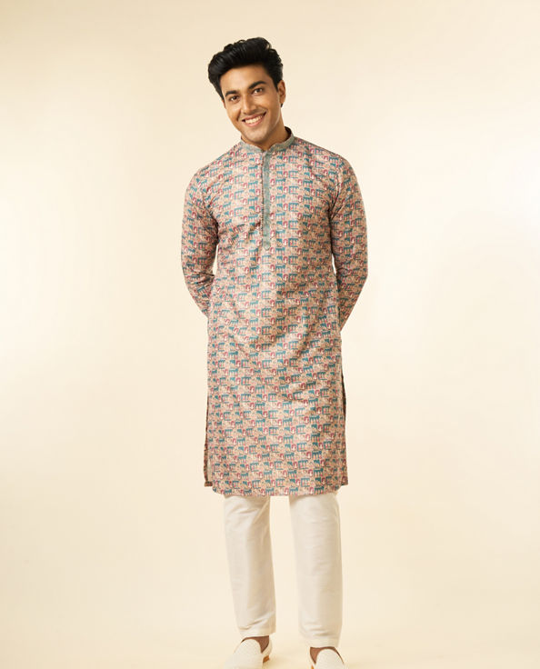 Diwas Men Teal Green Festive Kurta