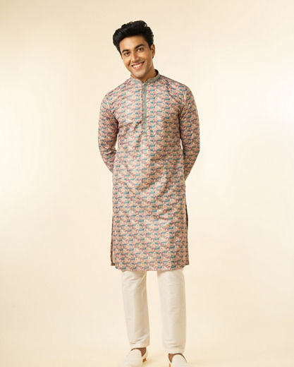 Diwas Men Teal Green Festive Kurta