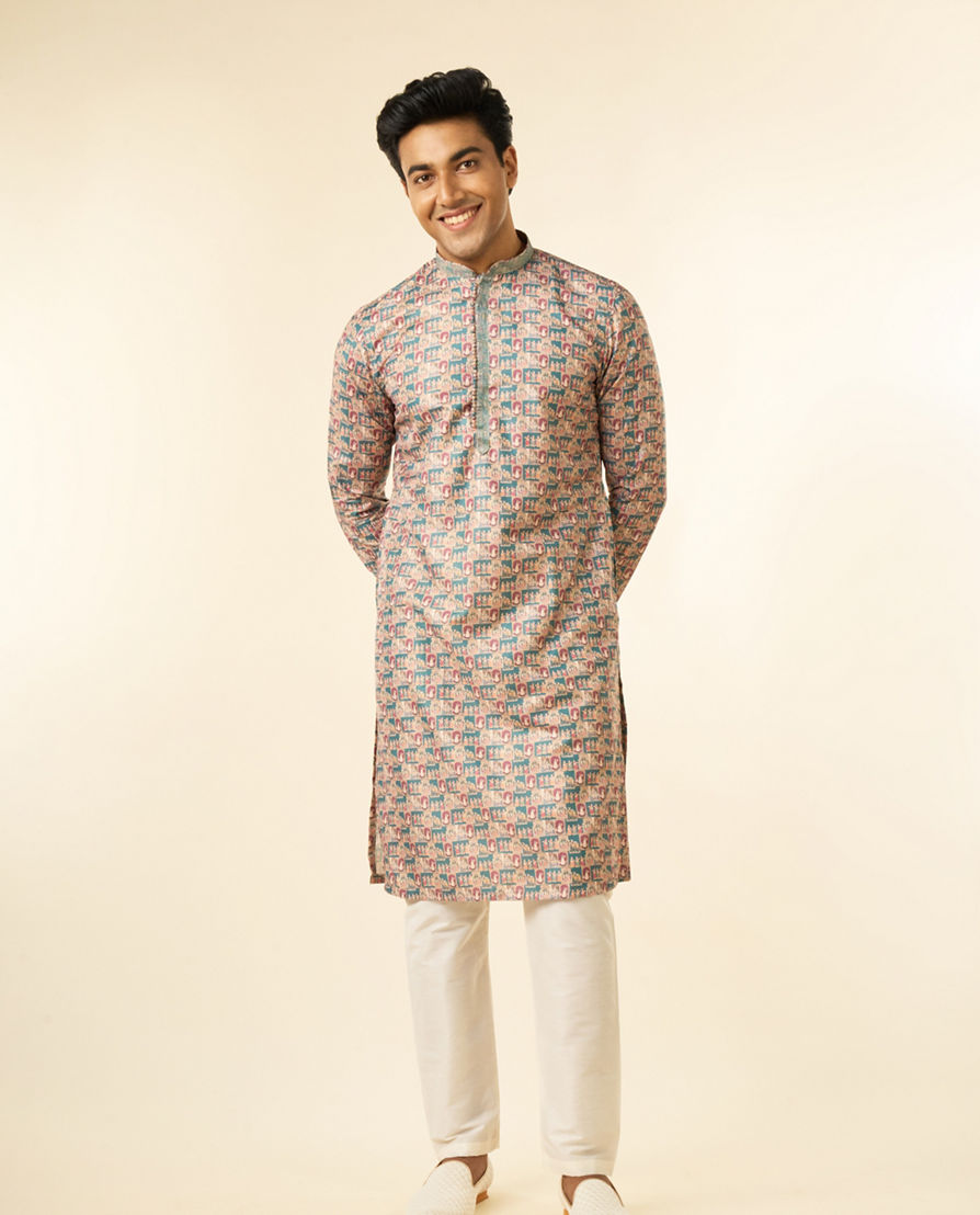 Diwas Men Teal Green Festive Kurta