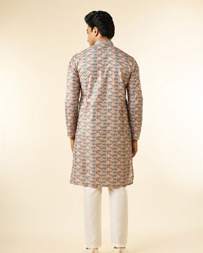 Diwas Men Teal Green Festive Kurta