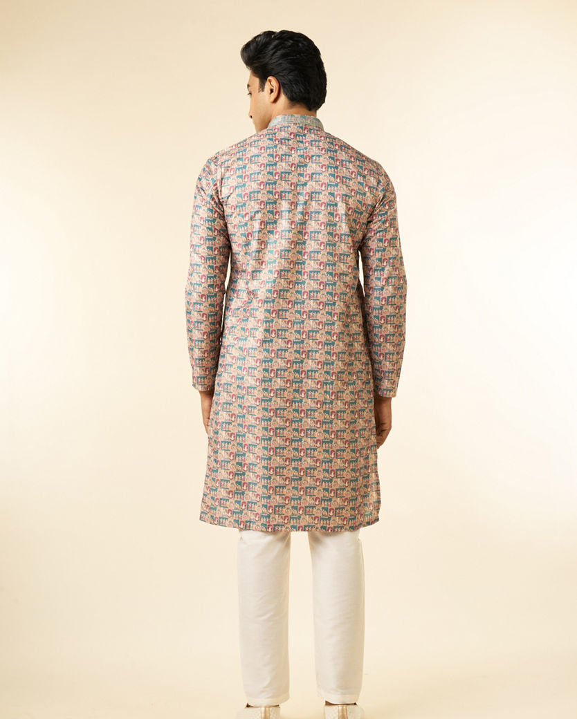 Diwas Men Teal Green Festive Kurta