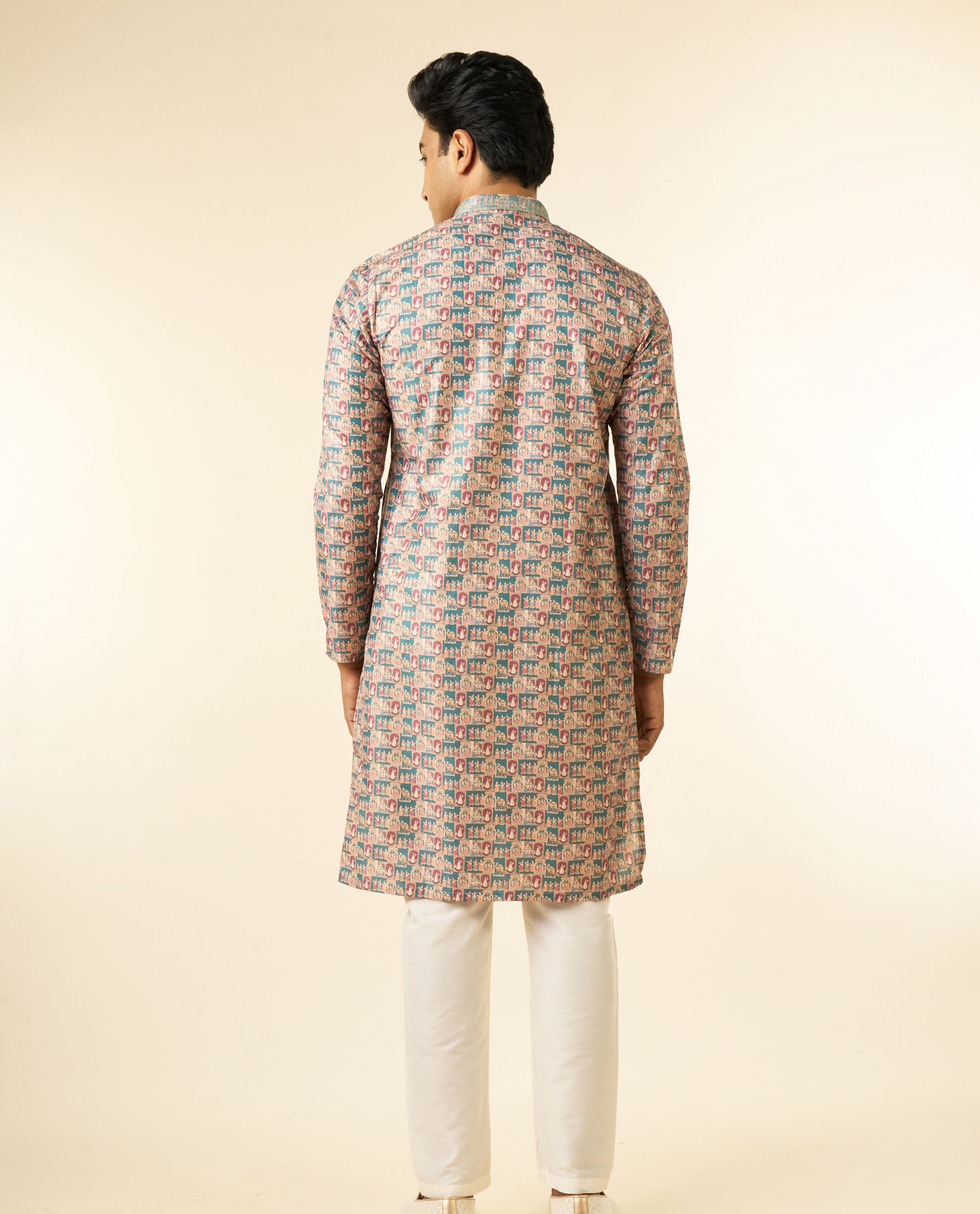 Diwas Men Teal Green Festive Kurta