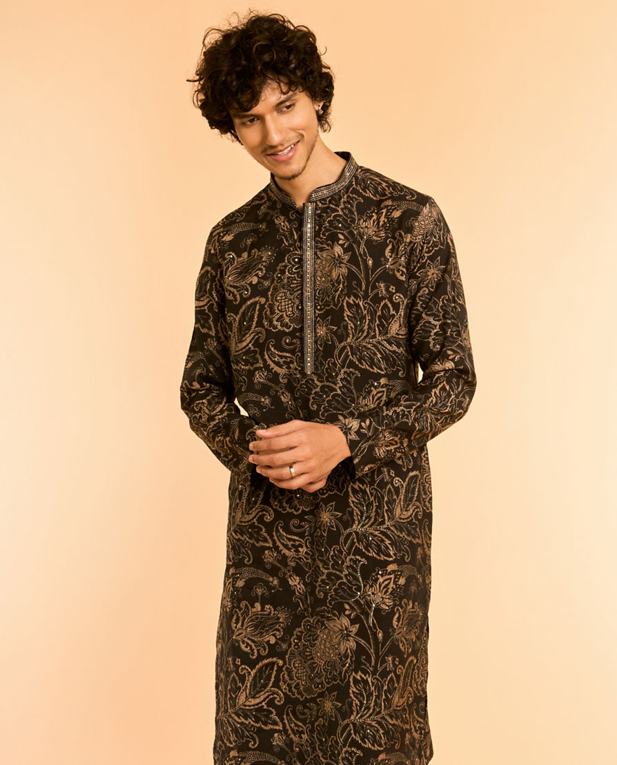 Diwas Men Black Elegance Kurta
