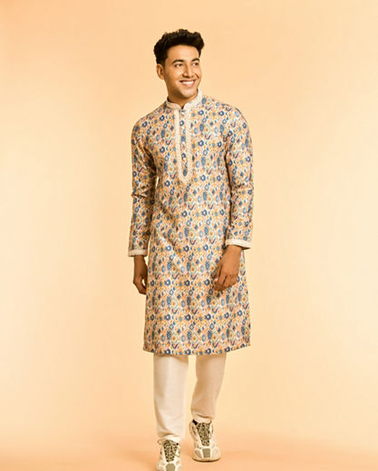 Diwas Men Mustard Blaze Party Kurta